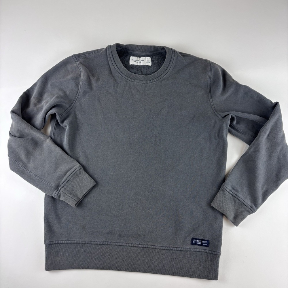 Abercrombie & Fitch Soft A&F Fleece Crewneck Sweater Small Gray 90s Y2K Prep
